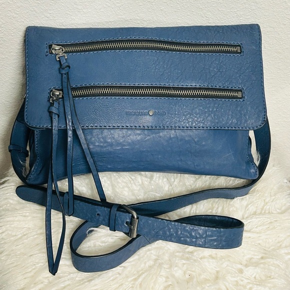 Treasure & Bond Handbags - Treasure & Bond Slate Blue Genuine Leather Crossbody Bag
